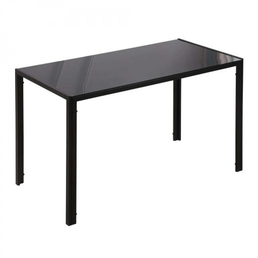 Mesa de Cocina de Cristal para 4-6 Personas con Patas de Metal Multifuncional para Cocina Salón 120x60x75 cm Negro [9]