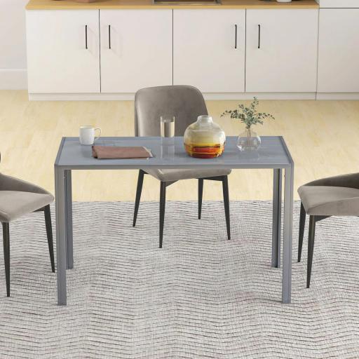 Mesa de Cocina de Cristal para 4-6 Personas con Patas de Metal Multifuncional para Cocina Salón 120x60x75 cm Gris [2]