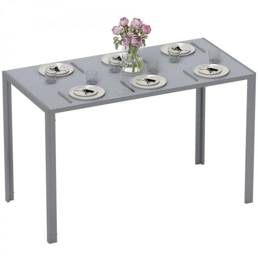 Mesa de Cocina de Cristal para 4-6 Personas con Patas de Metal Multifuncional para Cocina Salón 120x60x75 cm Gris [9]