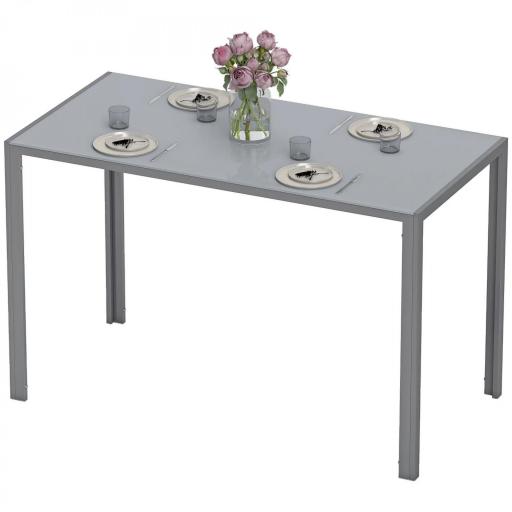 Mesa de Cocina de Cristal para 4-6 Personas con Patas de Metal Multifuncional para Cocina Salón 120x60x75 cm Gris [8]