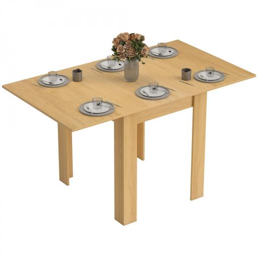 Mesa de Comedor Extensible 70-140x80 cm para 4-6 Personas con Tirador de PU y Almohadillas de Fieltro Natural [8]