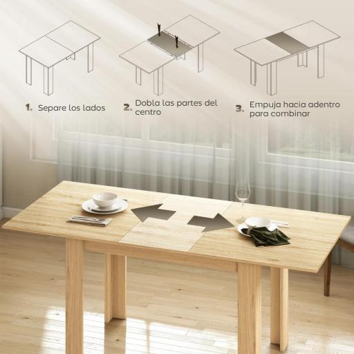 Mesa de Comedor Extensible de 140-180 cm Estilo Moderna Rectangular para 6-8 Personas para Salón Madera Natural [5]