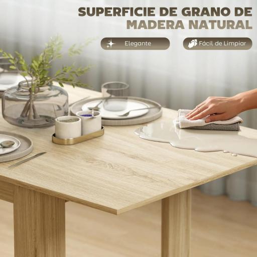 Mesa de Comedor Extensible de 140-180 cm Estilo Moderna Rectangular para 6-8 Personas para Salón Madera Natural [3]