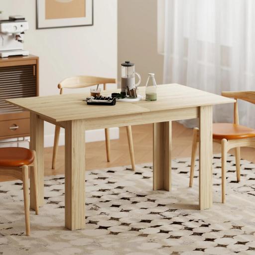 Mesa de Comedor Extensible de 140-180 cm Estilo Moderna Rectangular para 6-8 Personas para Salón Madera Natural [6]