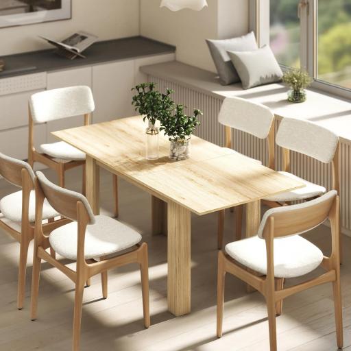 Mesa de Comedor Extensible de 140-180 cm Estilo Moderna Rectangular para 6-8 Personas para Salón Madera Natural [4]