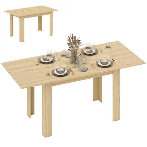 Mesa de Comedor Extensible de 140-180 cm Estilo Moderna Rectangular para 6-8 Personas para Salón Madera Natural [8]