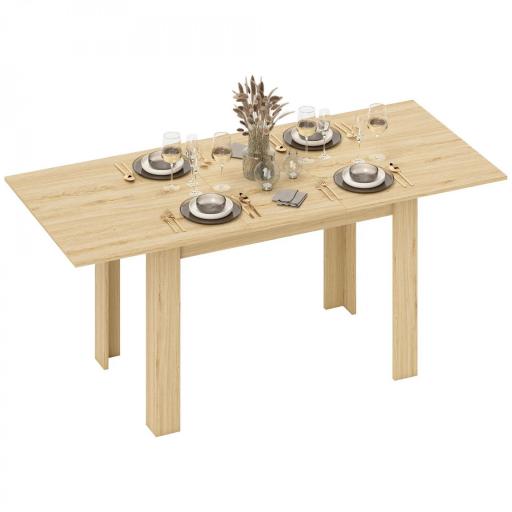 Mesa de Comedor Extensible de 140-180 cm Estilo Moderna Rectangular para 6-8 Personas para Salón Madera Natural [9]