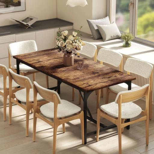 Mesa de Comedor Rectangular para 6-8 Personas Estilo Industrial con Patas de Metal 180x80x75,5 cm Marrón Rústico