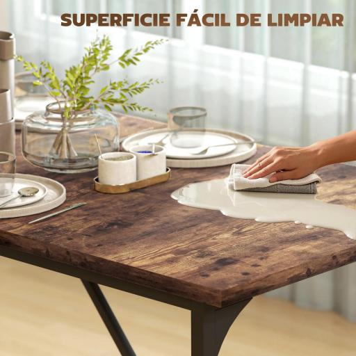 Mesa de Comedor Rectangular para 6-8 Personas Estilo Industrial con Patas de Metal 180x80x75,5 cm Marrón Rústico [4]
