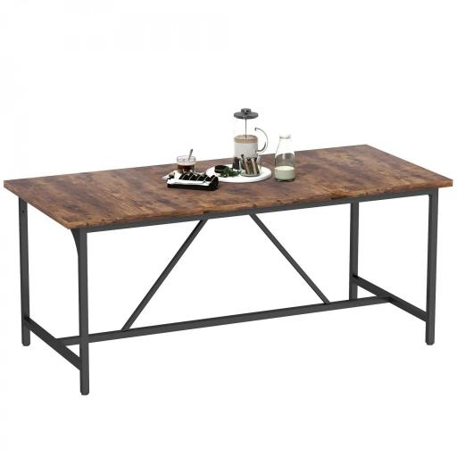 Mesa de Comedor Rectangular para 6-8 Personas Estilo Industrial con Patas de Metal 180x80x75,5 cm Marrón Rústico [9]