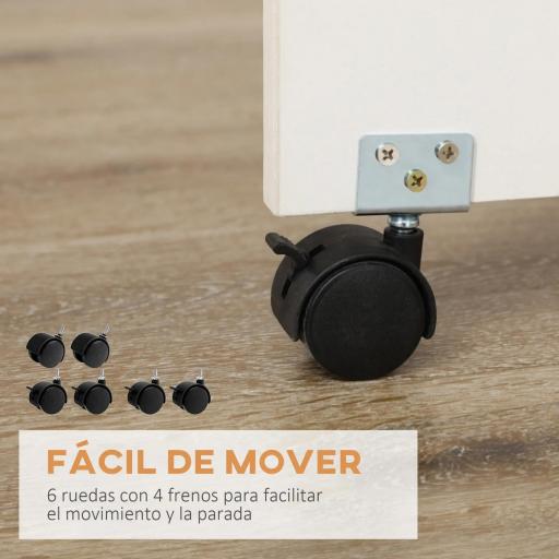 Mesa de Comedor Plegable Alas Abatibles con Ruedas y 2 Cajones Mesa de Cocina Pequeña Estilo Moderno 120x80x75 cm Blanco [3]