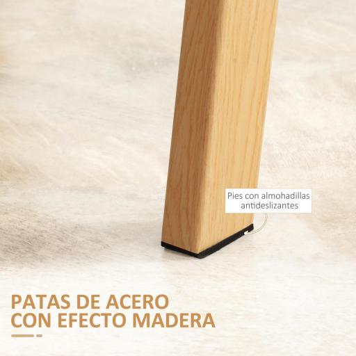 Mesa de Comedor para 4 Personas con Encimera de Cristal y Patas de Acero Efecto Madera 120x60x76 cm Transparente [4]