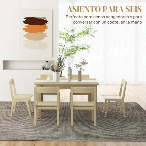 Mesa de Cocina o Mesa de Comedor Rectangular para 4-6 Personas Carga 100 kg 140x89,5x75 cm Blanco y Roble [3]