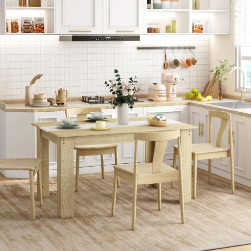 Mesa de Cocina o Mesa de Comedor Rectangular para 4-6 Personas Carga 100 kg 140x89,5x75 cm Blanco y Roble [6]