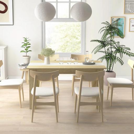 Mesa de Cocina o Mesa de Comedor Rectangular para 4-6 Personas Carga 100 kg 140x89,5x75 cm Blanco y Roble [4]