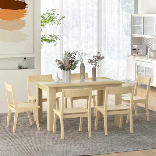 Mesa de Cocina o Mesa de Comedor Rectangular para 4-6 Personas Carga 100 kg 140x89,5x75 cm Blanco y Roble [5]