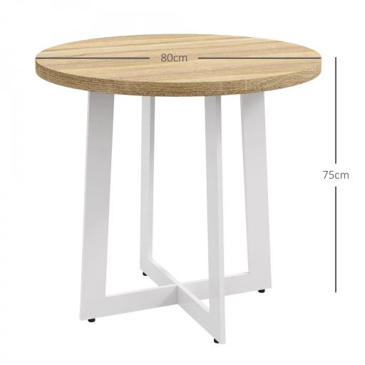 Mesa de Comedor Redonda para 4 Personas Mesa de Cocina con Tablero de Madera y Base de Acero Cruzada Ø80x75 cm Roble [1]