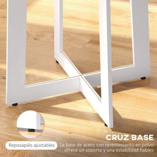 Mesa de Comedor Redonda para 4 Personas Mesa de Cocina con Tablero de Madera y Base de Acero Cruzada Ø80x75 cm Roble [7]