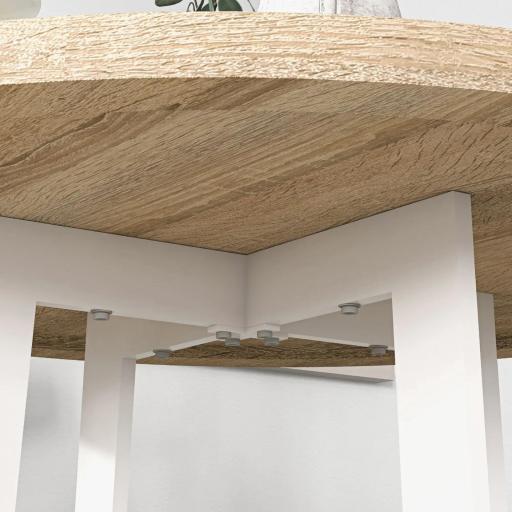 Mesa de Comedor Redonda para 4 Personas Mesa de Cocina con Tablero de Madera y Base de Acero Cruzada Ø80x75 cm Roble [5]