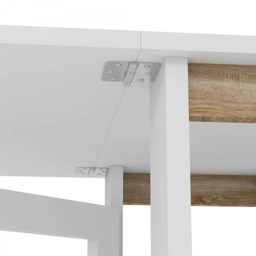 Mesa de Cocina Plegable con Alas Abatibles 2 Ruedas y Estantes Estilo Moderno 120x60x75 cm Blanco [5]
