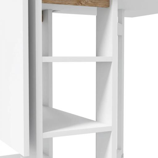 Mesa de Cocina Plegable con Alas Abatibles 2 Ruedas y Estantes Estilo Moderno 120x60x75 cm Blanco [4]