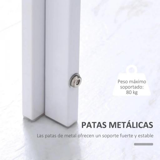 Mesa de Comedor de Cristal Mesa Rectangular para 4-6 Personas con Patas de Metal Multifuncional para Cocina Salón 120x60x75 cm Blanco [2]