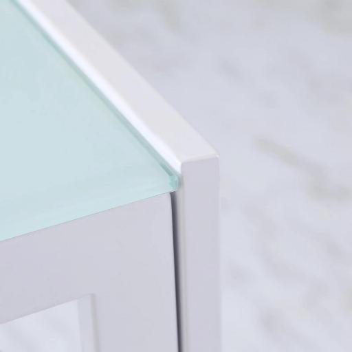 Mesa de Comedor de Cristal Mesa Rectangular para 4-6 Personas con Patas de Metal Multifuncional para Cocina Salón 120x60x75 cm Blanco [6]