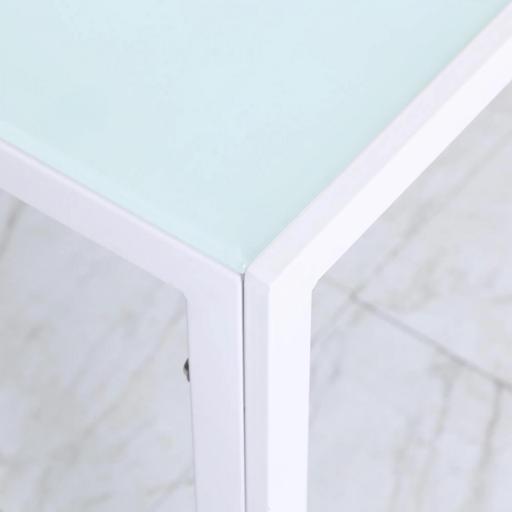 Mesa de Comedor de Cristal Mesa Rectangular para 4-6 Personas con Patas de Metal Multifuncional para Cocina Salón 120x60x75 cm Blanco [5]