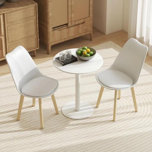 Mesa de Comedor Redonda para 2 Personas Mesa de Cocina de Acero para Interior y Exterior Ø60x72 cm Blanco [4]