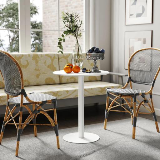 Mesa de Comedor Redonda para 2 Personas Mesa de Cocina de Acero para Interior y Exterior Ø60x72 cm Blanco [2]