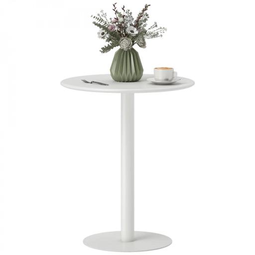 Mesa de Comedor Redonda para 2 Personas Mesa de Cocina de Acero para Interior y Exterior Ø60x72 cm Blanco [8]