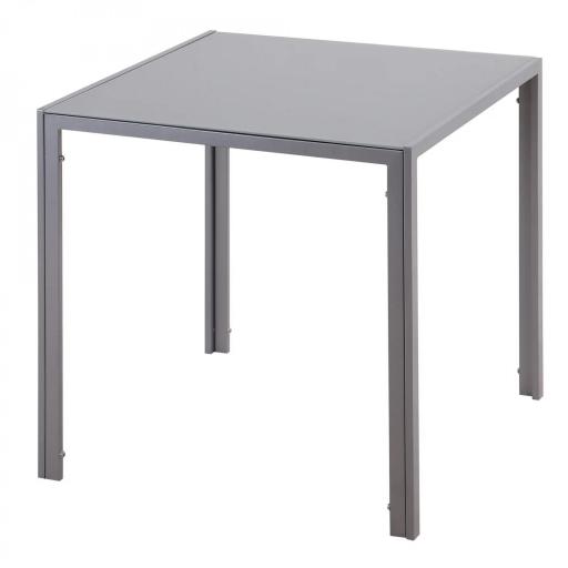 Mesa de Comedor de Cristal Mesa de Cocina Cuadrada para 4 Personas con Patas de Metal para Salón 75x75x75 cm Gris [7]