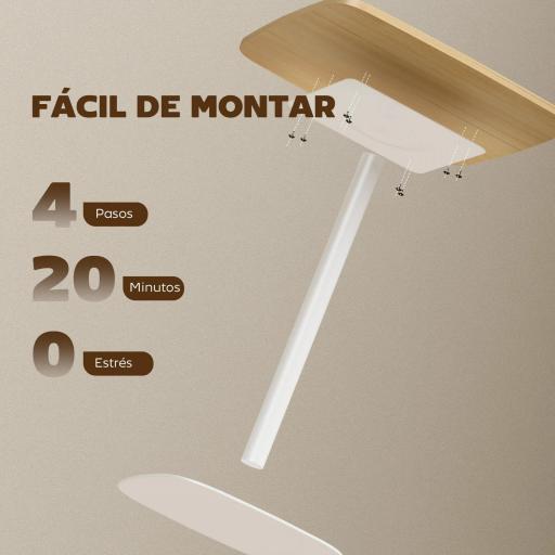 Mesa de Comedor Pequeña Mesa de Cocina Cuadrada para 2 Personas Base Cuadrada de Acero 60x60x75 cm Natural y Blanco [6]