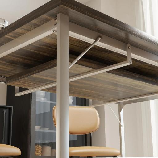 Mesa de Comedor Extensible de 120-160 cm Diseño Rústico con Tablero de Madera Vintage y Patas Metálicas en U Marrón [7]