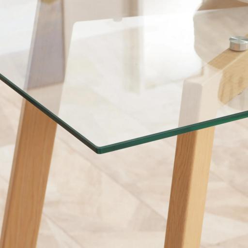 Mesa de Comedor para 6 Personas con Encimera de Cristal y Patas de Acero Efecto Madera 150x75x76 cm Transparente [6]