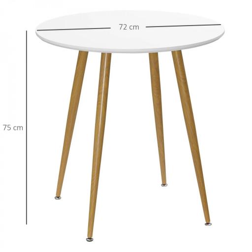 Mesa de Comedor Redonda para 2 Personas Mesa de Cocina Estilo Nórdico con Patas de Metal Ø72x75 cm Blanco Mate [1]