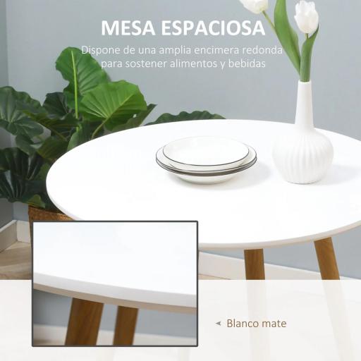 Mesa de Comedor Redonda para 2 Personas Mesa de Cocina Estilo Nórdico con Patas de Metal Ø72x75 cm Blanco Mate [7]