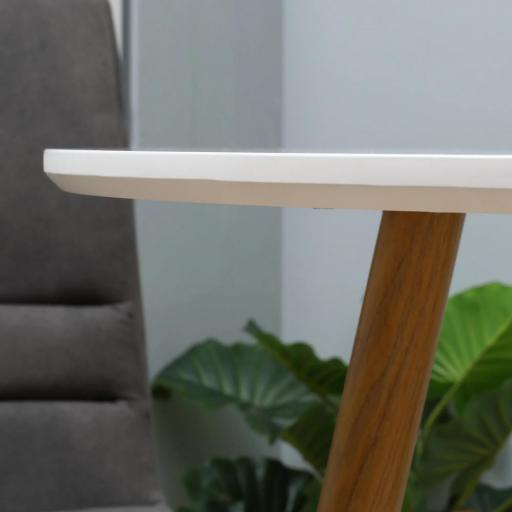 Mesa de Comedor Redonda para 2 Personas Mesa de Cocina Estilo Nórdico con Patas de Metal Ø72x75 cm Blanco Mate [6]