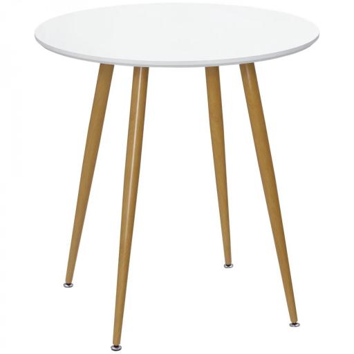 Mesa de Comedor Redonda para 2 Personas Mesa de Cocina Estilo Nórdico con Patas de Metal Ø72x75 cm Blanco Mate [10]