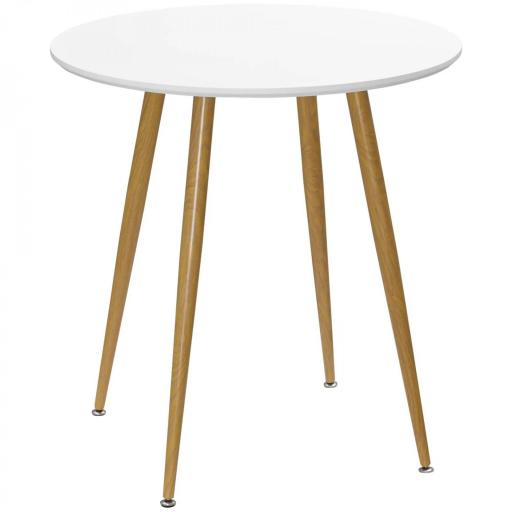 Mesa de Comedor Redonda para 2 Personas Mesa de Cocina Estilo Nórdico con Patas de Metal Ø72x75 cm Blanco Mate [9]