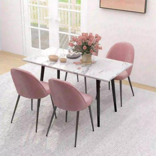 Pack de 4 Sillas de Comedor Modernas Sillas de Cocina Tapizada en Terciopelo con Respaldo Alto 50x52x83 cm Rosa Palo [6]