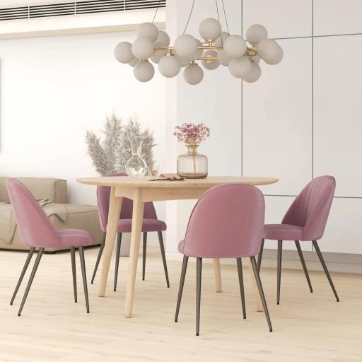 Pack de 4 Sillas de Comedor Modernas Sillas de Cocina Tapizada en Terciopelo con Respaldo Alto 50x52x83 cm Rosa Palo [7]