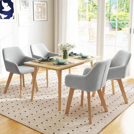 Juego de 2 Sillas de Comedor Modernas Tapizadas en Terciopelo con Patas de Madera para Salón 54x57x80 cm Gris