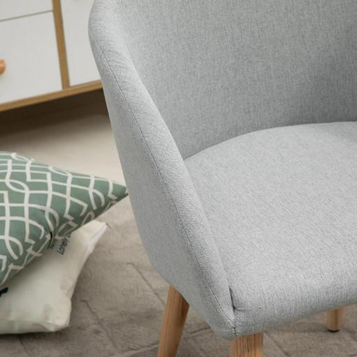 de Comedor Tapizada en Lino Sintético Transpirable con Asiento Acolchado y Patas de Madera Silla de Ocio Moderna para Salón Dormitorio 55x58x74 cm Gris [6]