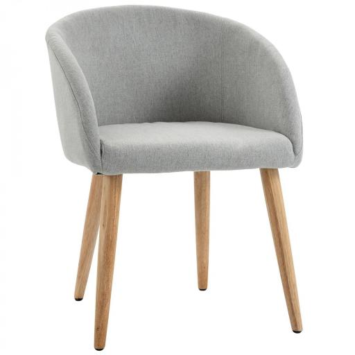 de Comedor Tapizada en Lino Sintético Transpirable con Asiento Acolchado y Patas de Madera Silla de Ocio Moderna para Salón Dormitorio 55x58x74 cm Gris [8]