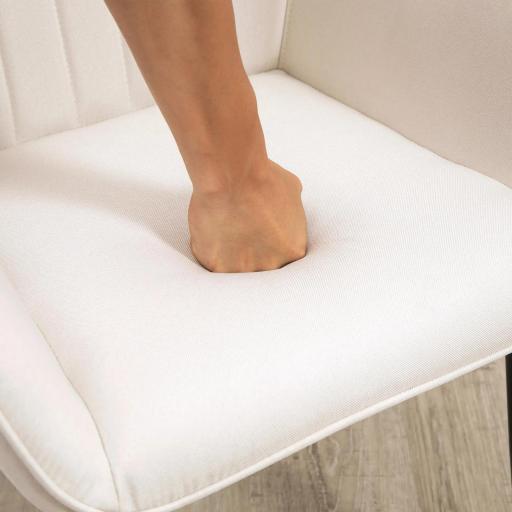 Pack de 2 Sillas de Cocina con Respaldo Reposabrazos y Patas de Metal para Salón 59,5x56,5x81 cm Beige [7]