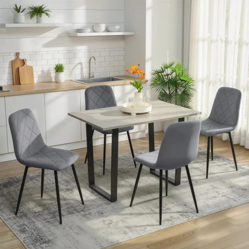 Juego de 4 Sillas de Comedor Tapizadas en Terciopelo con Patas de Acero para Salón 45x54x87 cm Gris [5]