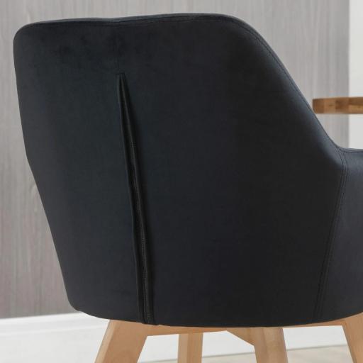 Juego de 2 Sillas de Comedor Modernas Tapizadas en Terciopelo con Patas de Madera para Salón 54x57x80 cm Negro [5]