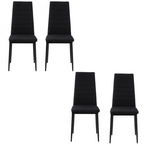 Pack de 4 Sillas de Cocina Modernas Tapizadas en Lino y Patas de Metal para Salón Carga 120 kg 41x50x97 cm Negro [10]