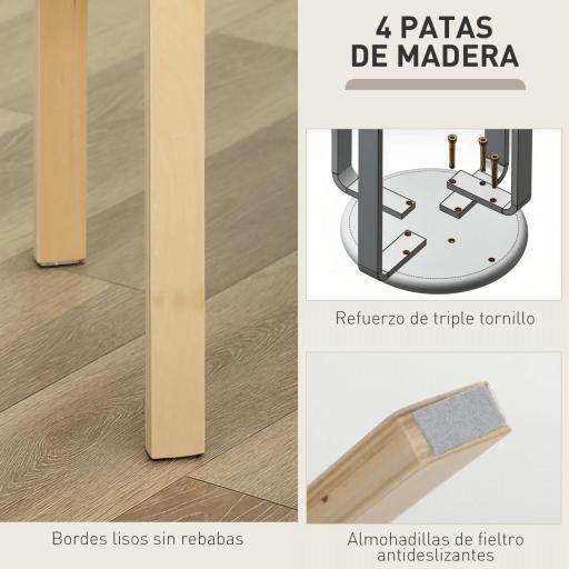 Juego de 4 Taburetes Redondos de Madera Apilables con Asiento Acolchado para Cocina Comedor Dormitorio Caqui [3]
